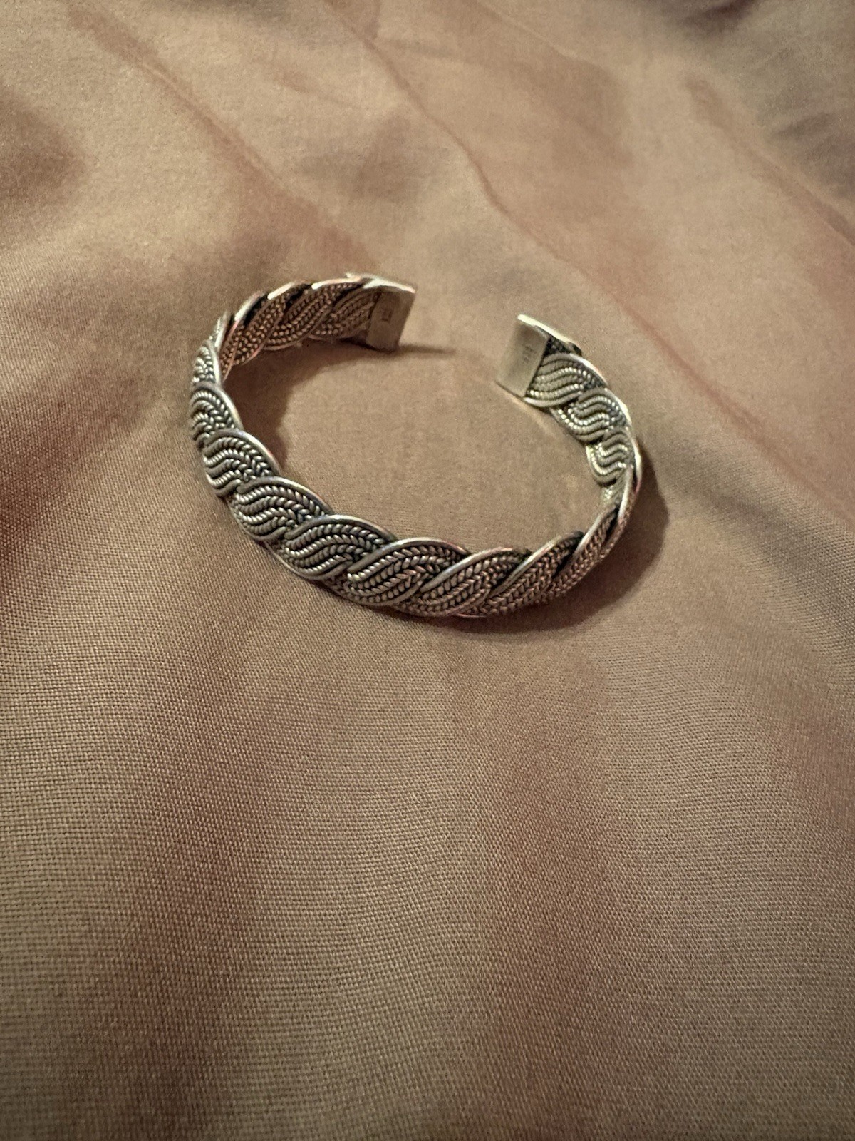 Vintage Sterling Silver 925 Braided Wire Cuff Bracelet Heavy 34Grams
