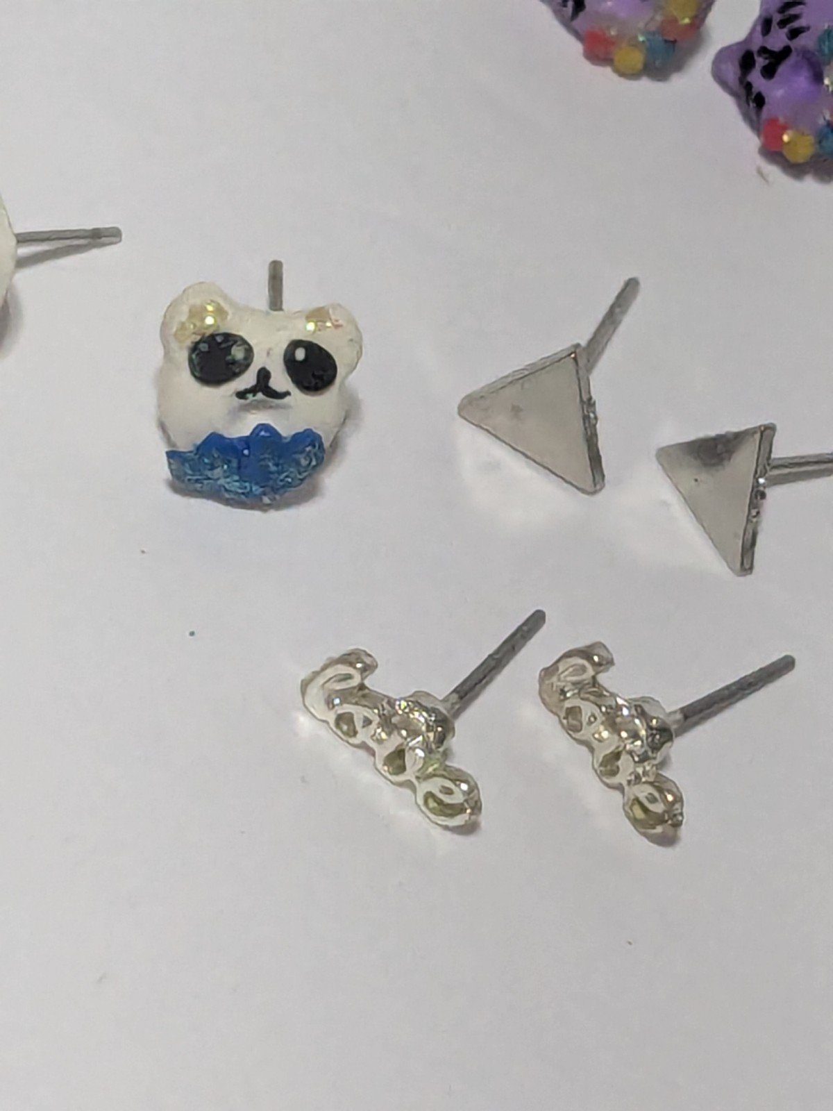 Variety Lot Of Small Stud Earrings. 18 Pairs. Little Girl Themed. Whimsical.