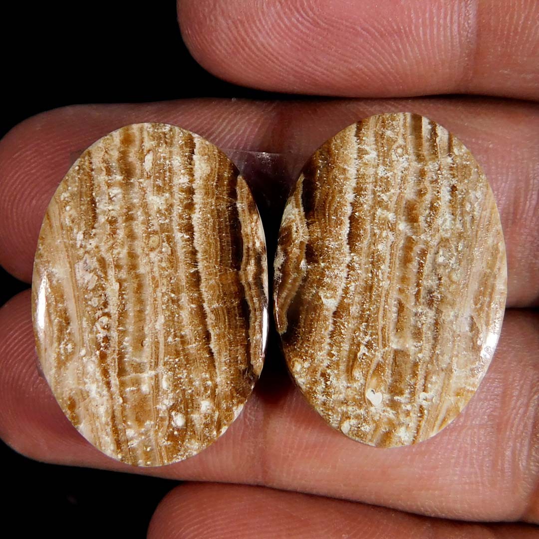Wholesale 34.15Cts. Natural Marvellous Aragonite Pair Oval Cabochon Gemstone