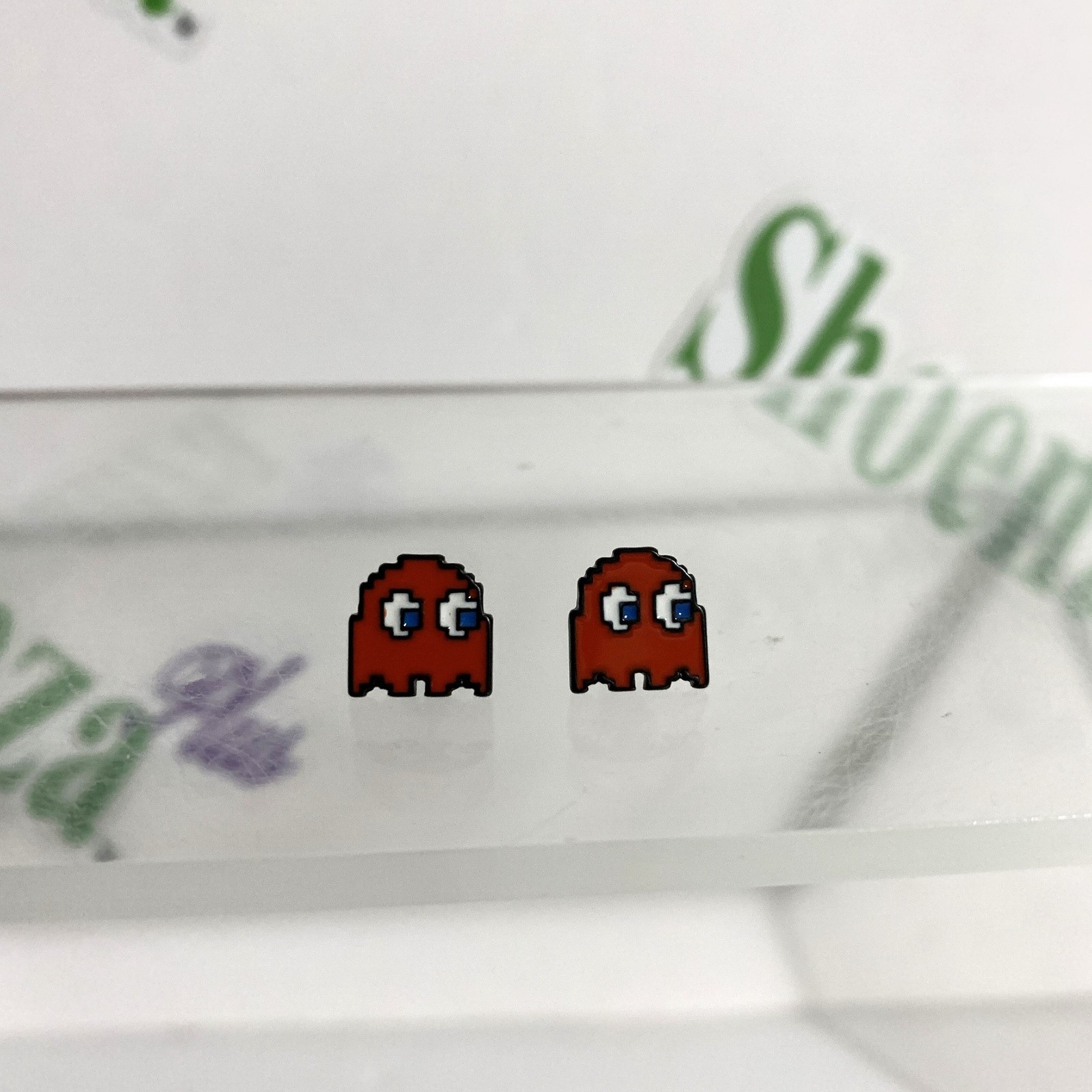 Bioworld Earrings Pac-Man Blinky Red Ghost Studs Studded Jewelry Namco