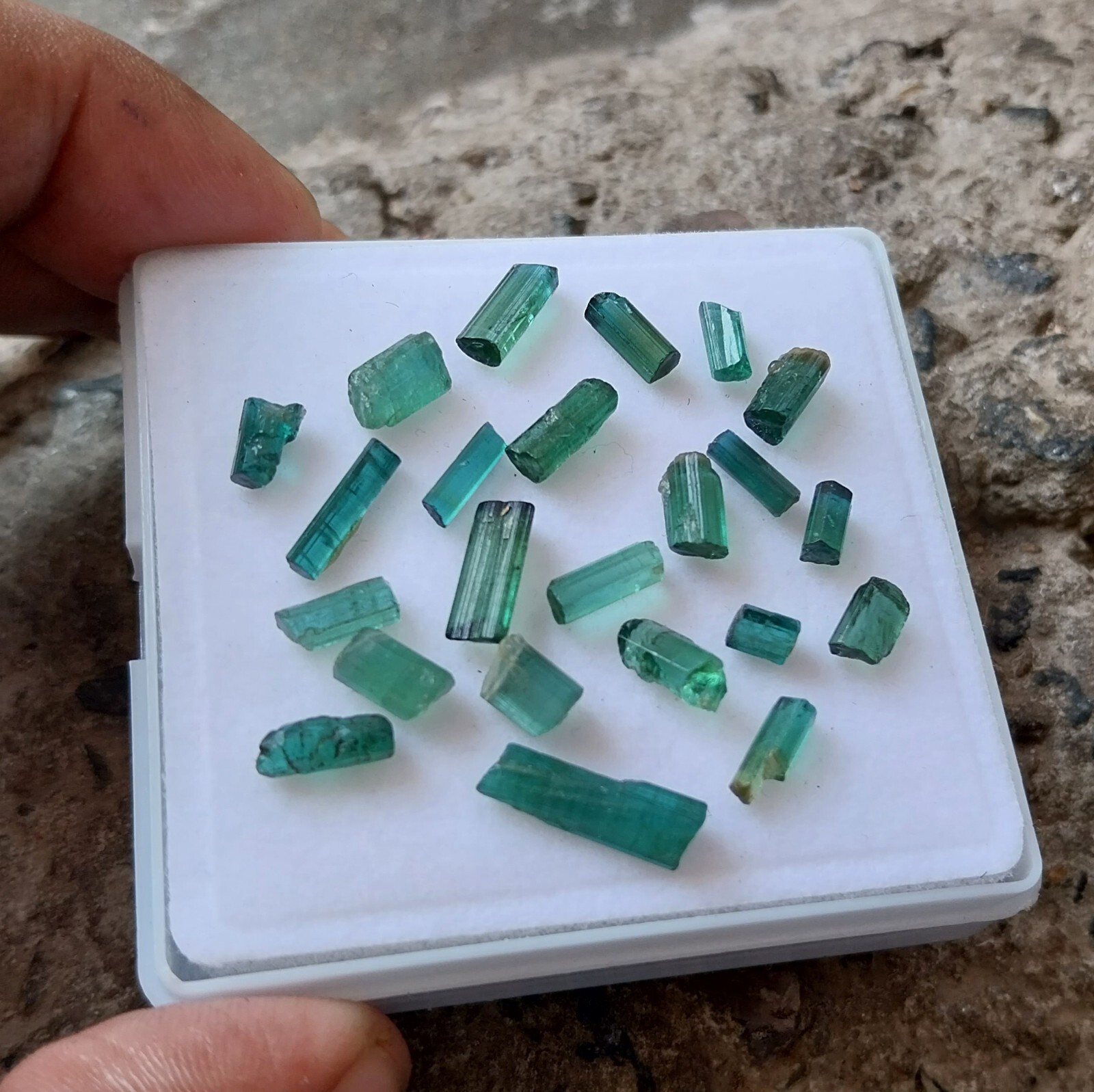 24 Carat Natural Greenish Blue Color Tourmaline Rough Pencil 23 PCS Lot