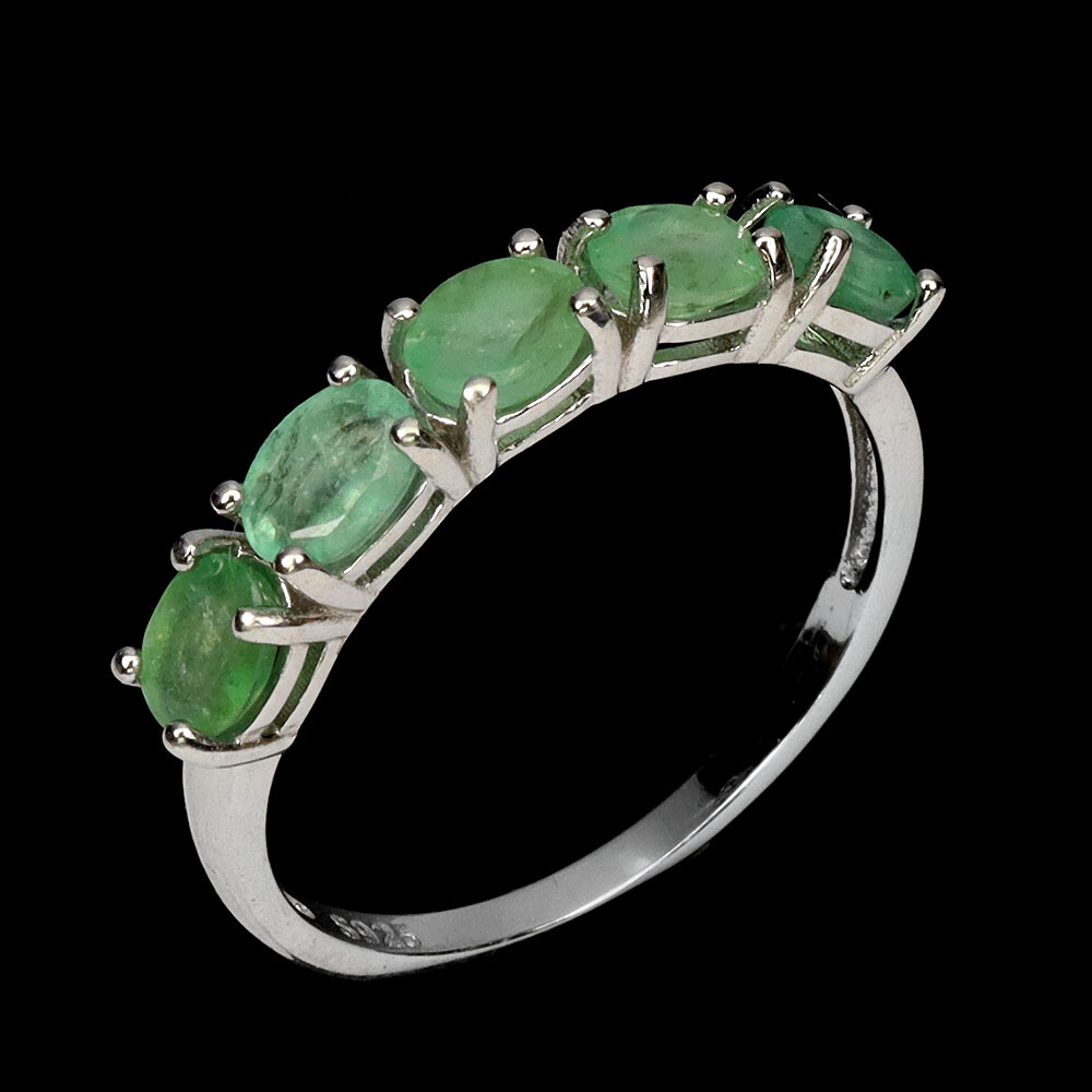 Valentine 925 Silver Ring Oval Emerald Natural Gemstone jewelry Size 9