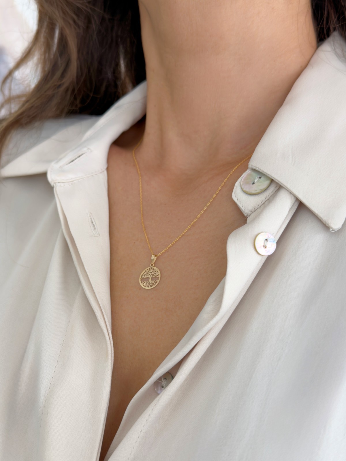 10K 14K Solid Gold Tree of Life Necklace Dainty Family Tree Pendant Celtic Gift