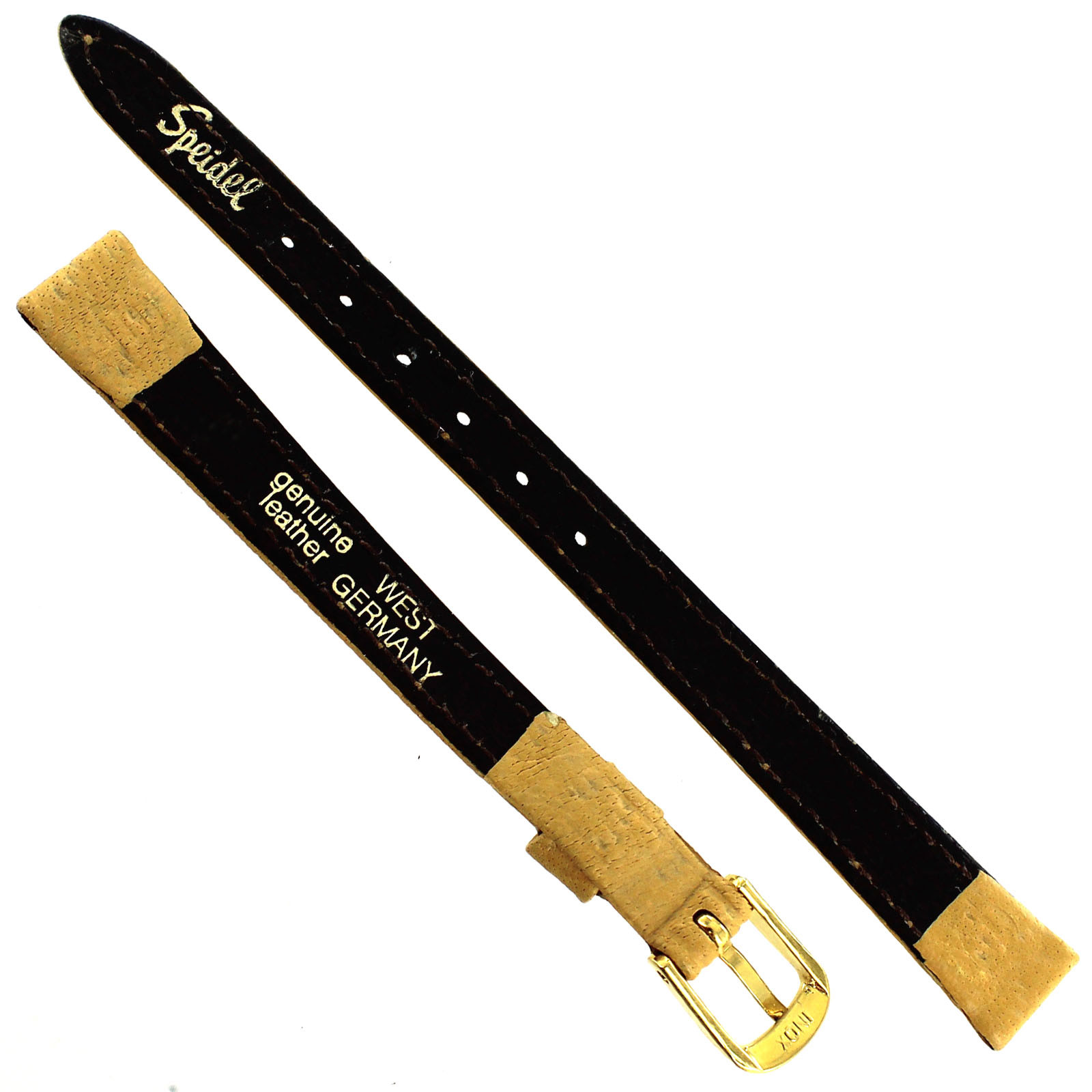 10mm Speidel Honey Tan Boar Grain Stitched Leather Ladies Watch Band Regular