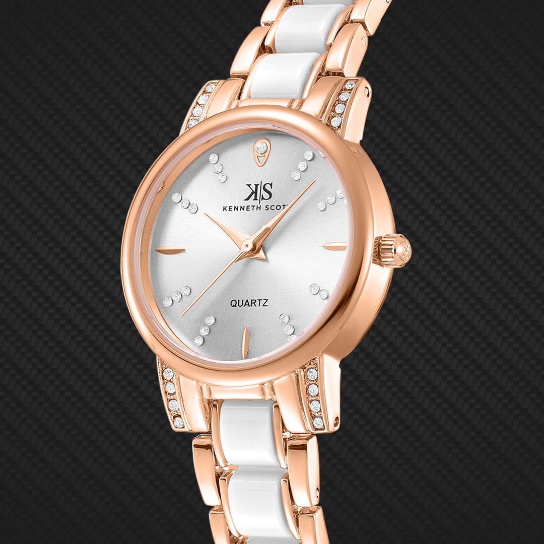 Kenneth Scott Women’s Analog Watch | White Dial, 30mm, 30 m (3 ATM)