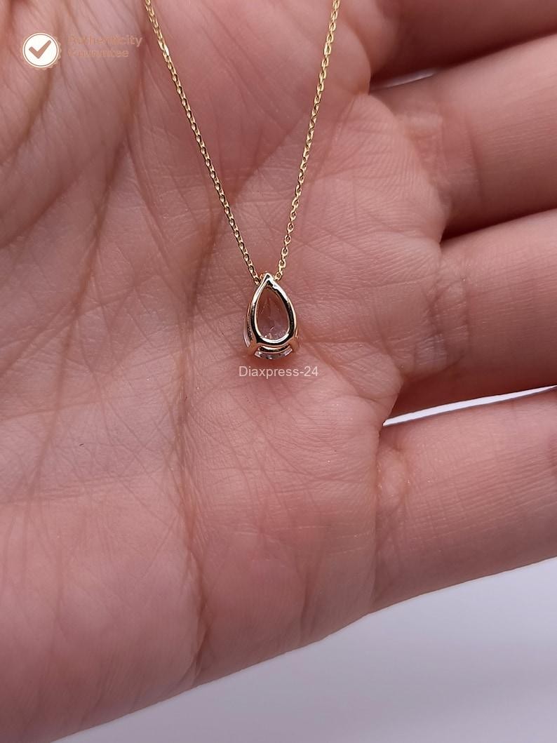 1.60CT Pear Cut Natural Diamond Necklace Pendants Anniversary Gifts 14K Gold