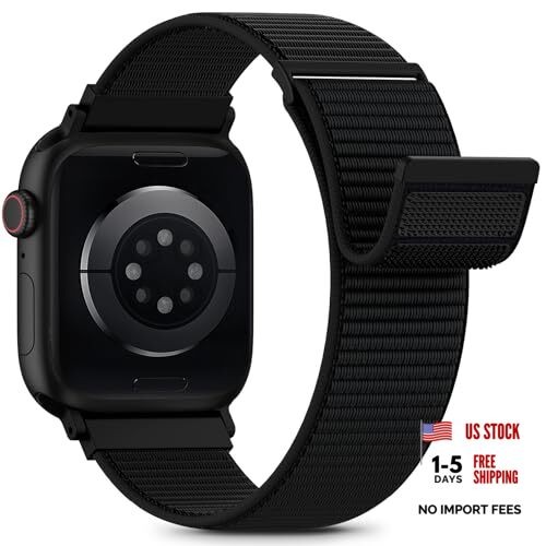 Nylon Loop Sport Band Compatible 44mm/45mm/46mm/49mm/(42mm-Series 3 2 1) Black
