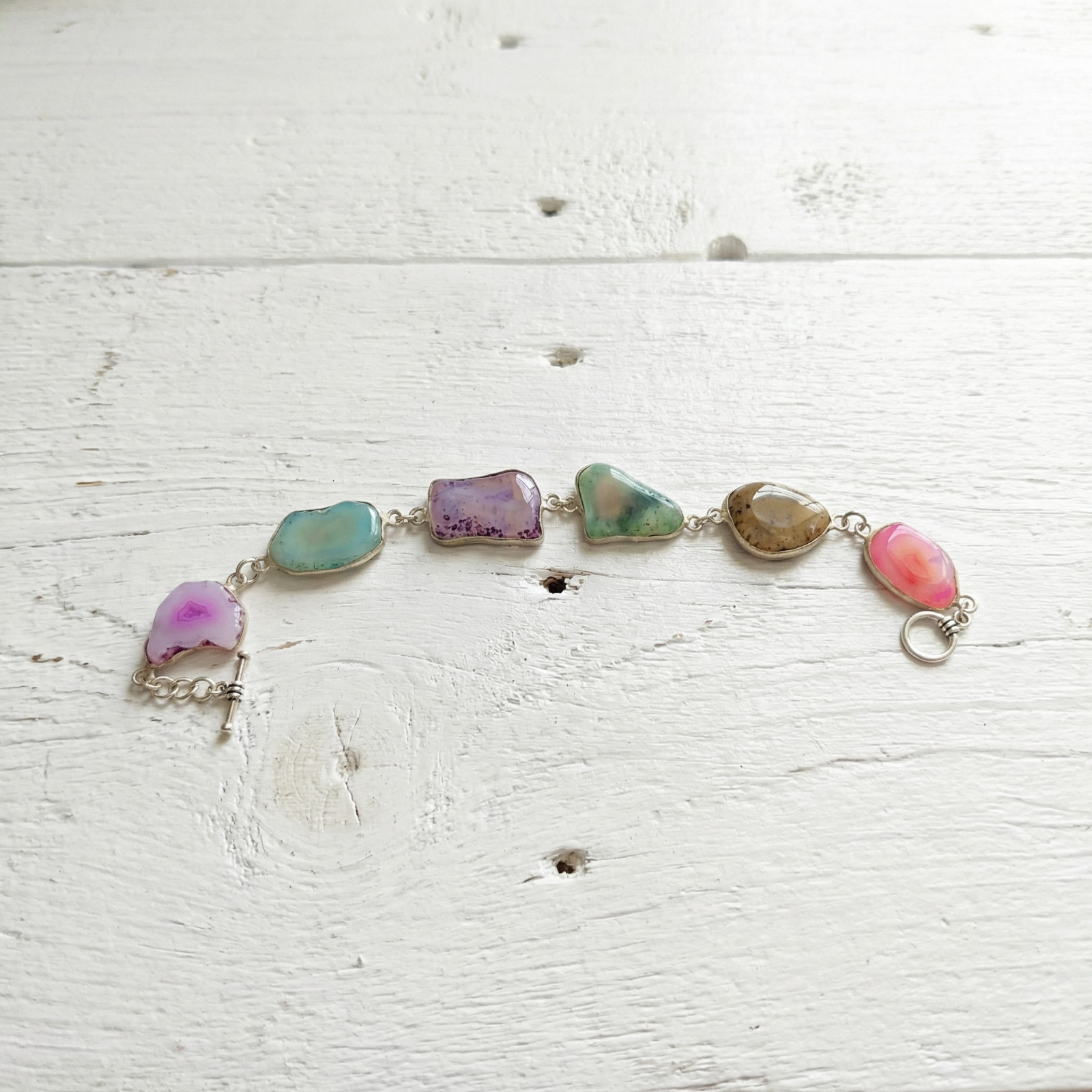 Multi-Color Agate Bracelet for Chakra Healing 90Ct | Crystal Stone Jewellery
