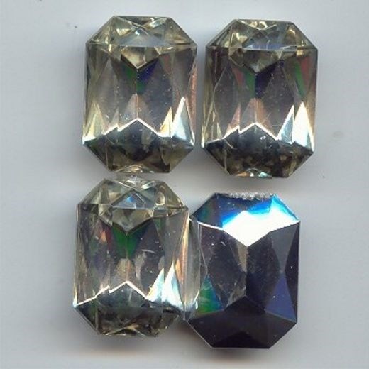12 VINTAGE CRYSTAL FACETED ACRYLIC 25x18mm. OCTAGON GEM JEWELS 6834