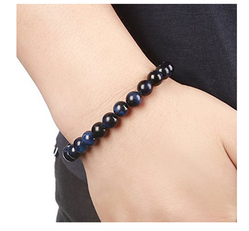 New Men Women 8mm Lava Rock Chakra Beads Elastic Natural Stone Agate Bracelets