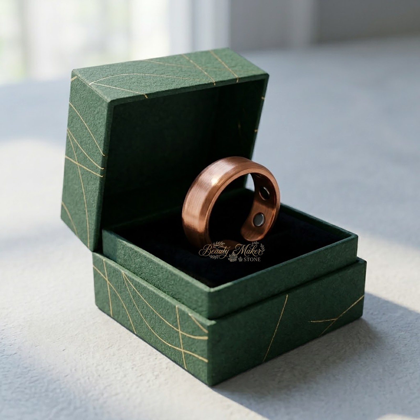 Solid Pure Copper Magnetic Ring Adjustable Wide Band Cuff Men Women Gift Band