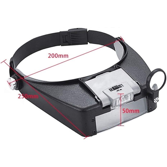Illuminated Dual Lens Flip-in Head Magnifier with 2 LED Lights 1.5X 3X 6.5X 8X