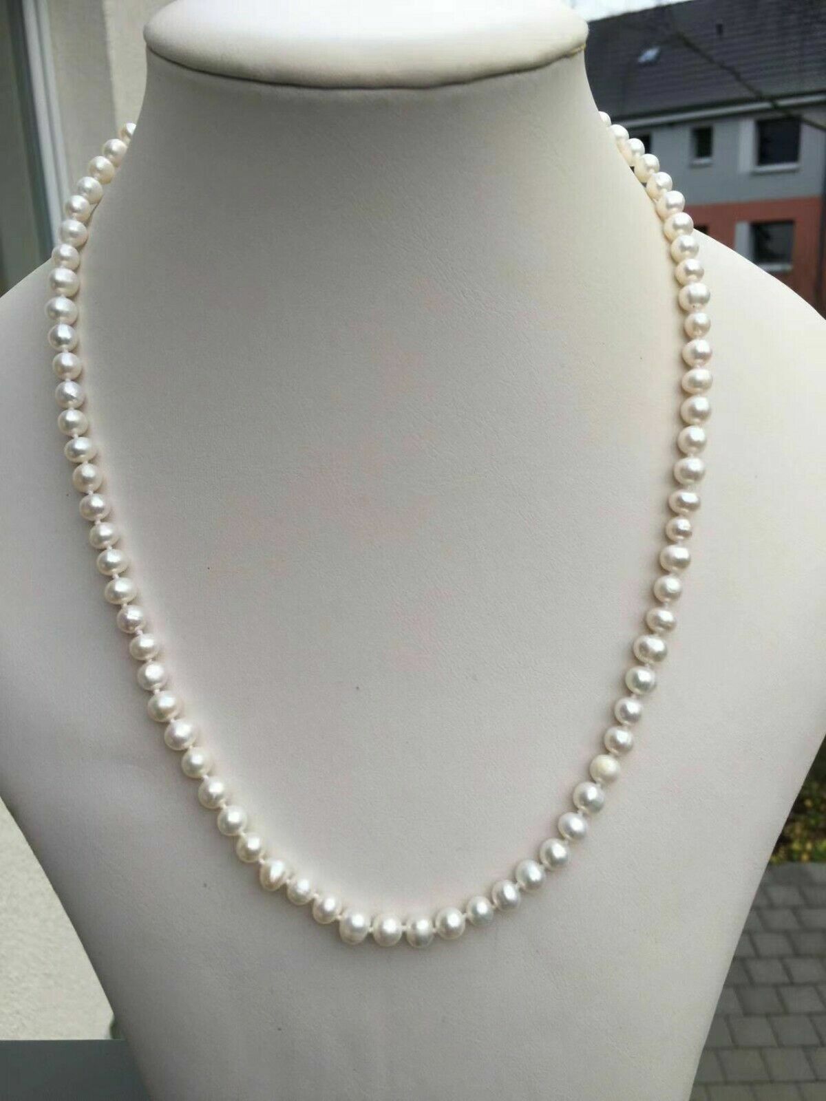 41 cm-55 cm 925 Silber Süßwasser Perlen Schmuck Halskette Collier Echt Schmuck