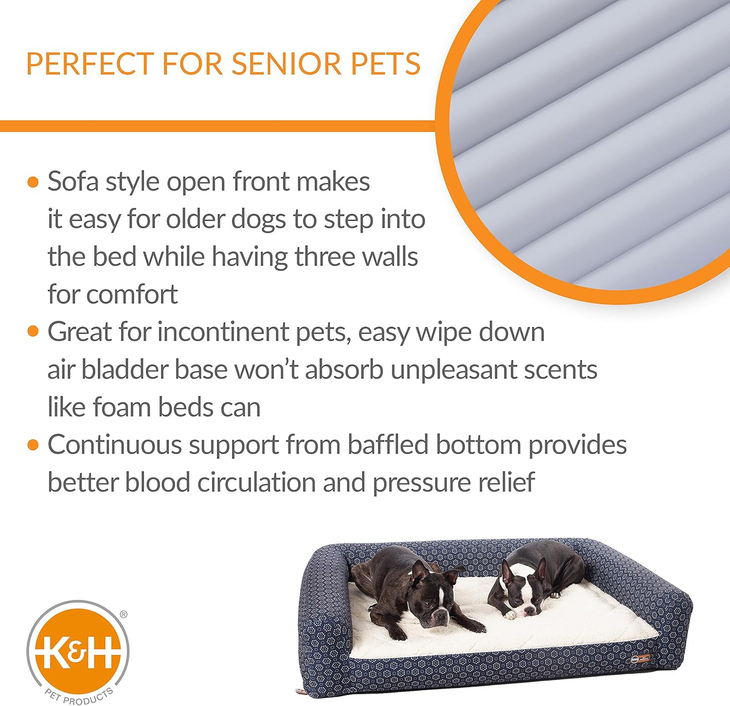 Lightweight Inflatable Dog Bed for Indoor/Outdoor Use, Navy/Geo Flower 27×36