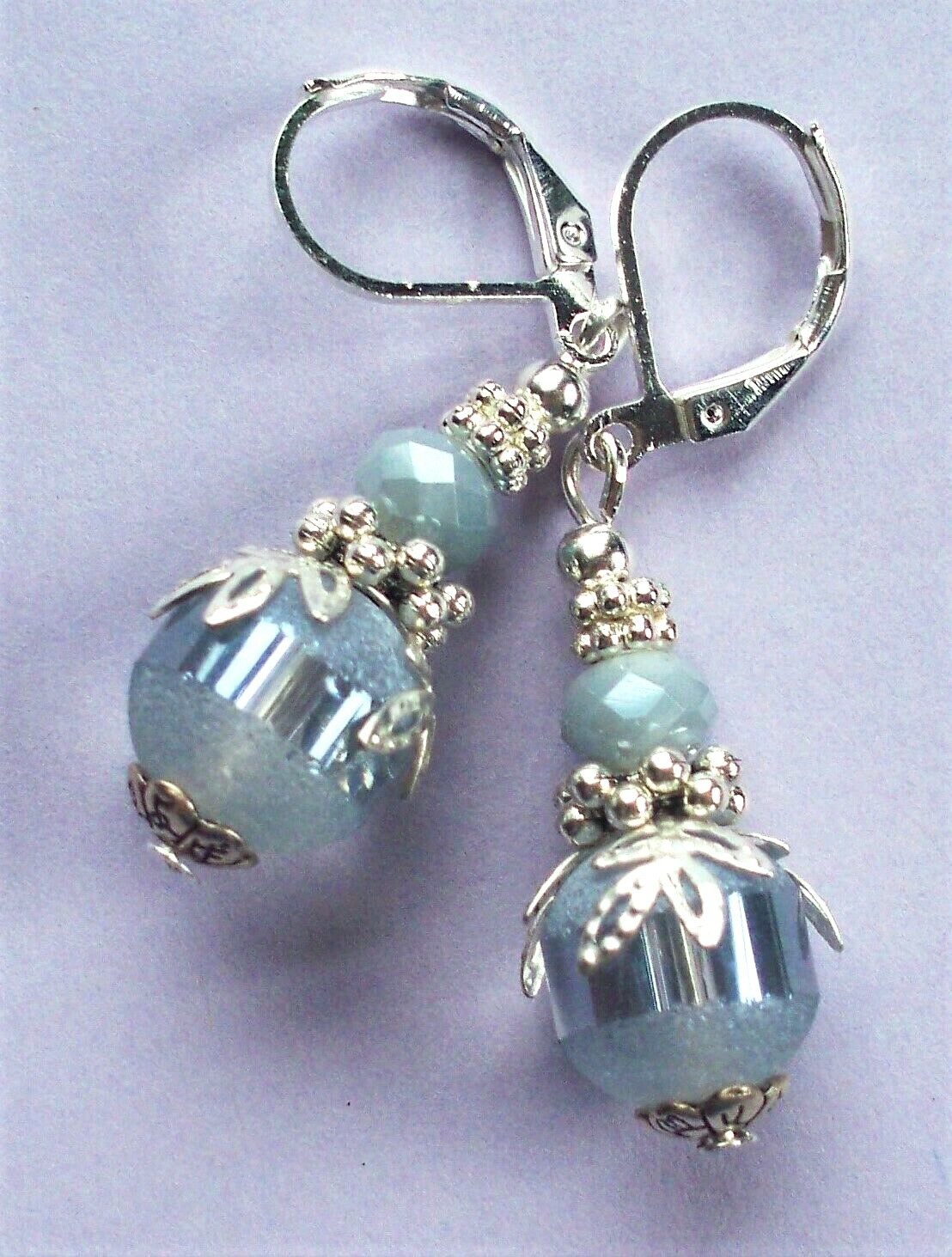 Frosted CRYSTAL LACY LOOK drops Leverback handcrafted YOU CHOOSE