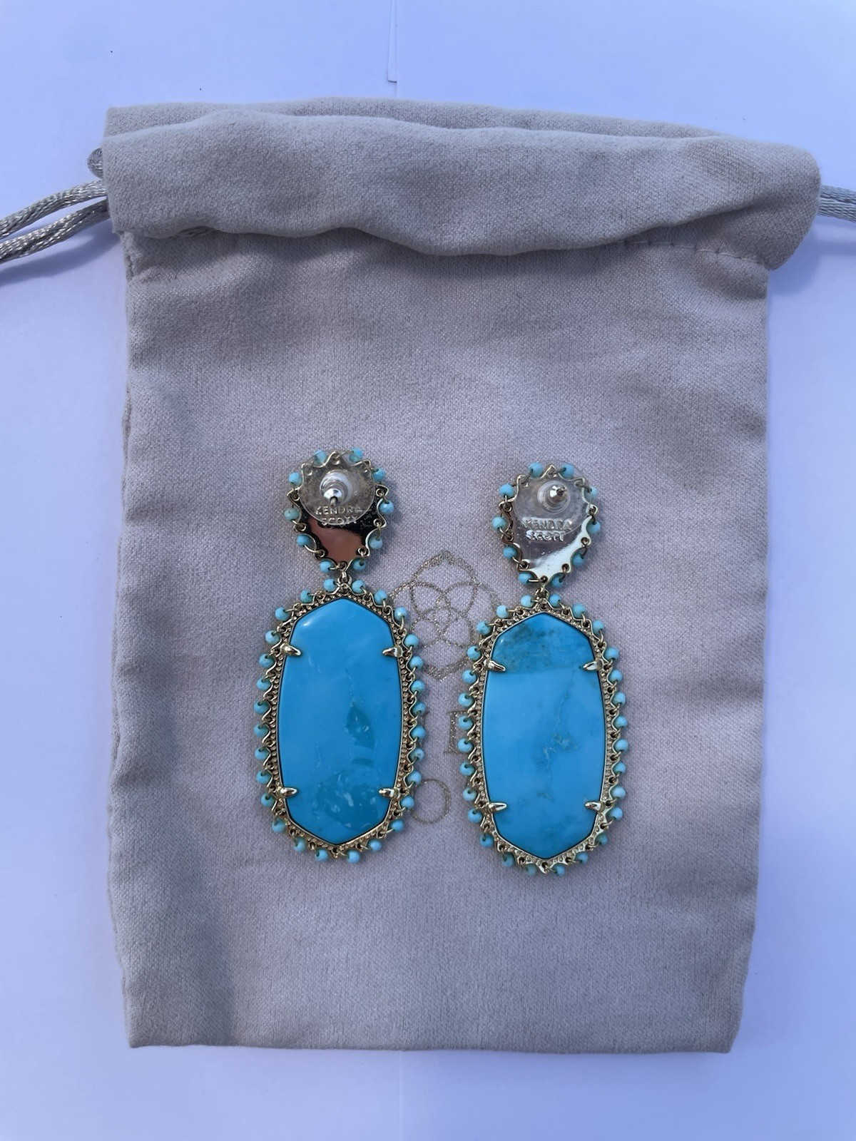 Kendra Scott Pearl Beaded Elle Statement Earrings – Gold Turquoise Magnesite