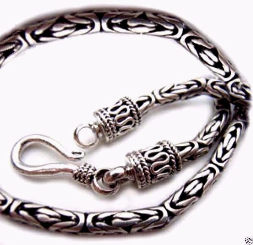 Byzantine Bali Chain Bracelet Sterling Silver 925 Oxidized Finish Length 9 in