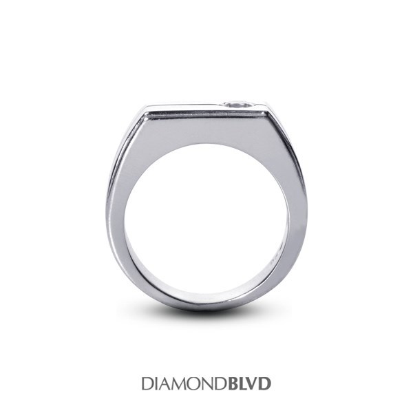0.40 CT E/VS2/Ex Cut Round AGI Earth Mined Diamond 14KW Ring for Men 13.7 Grams
