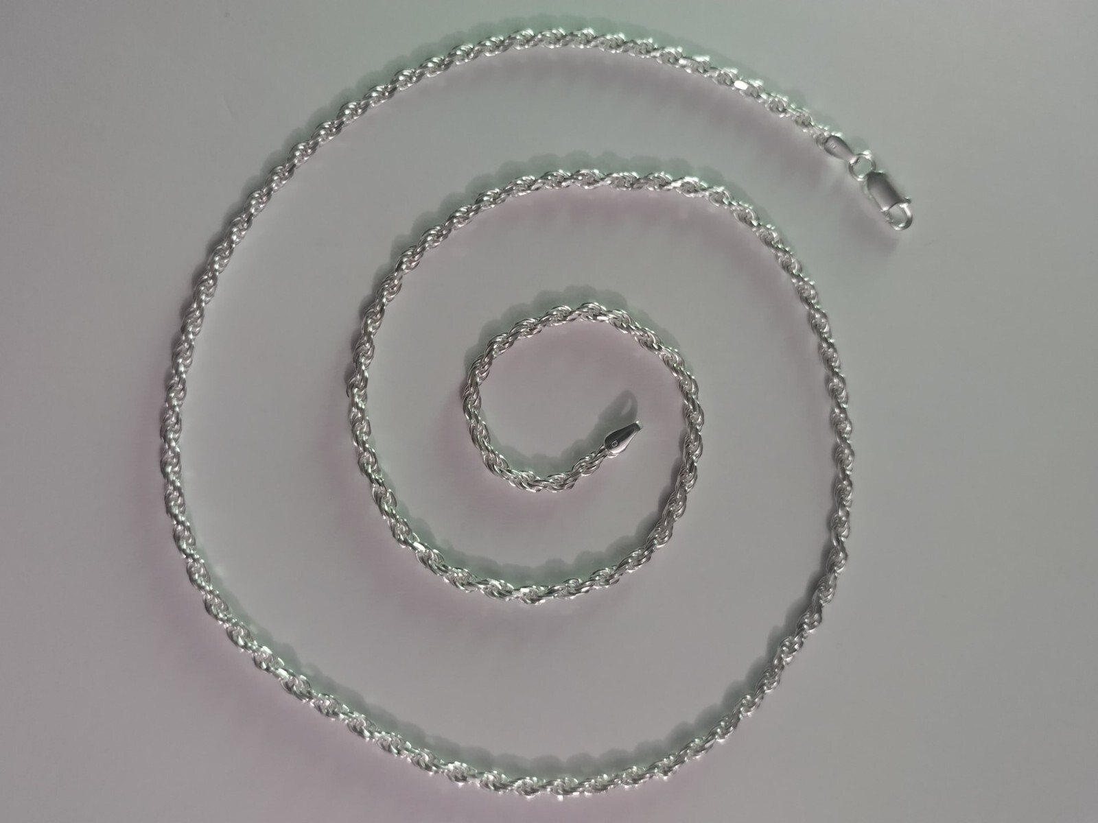 Sterling Silver Solid Rope Chain 3mm Cadena Torzal de Plata 925 solida