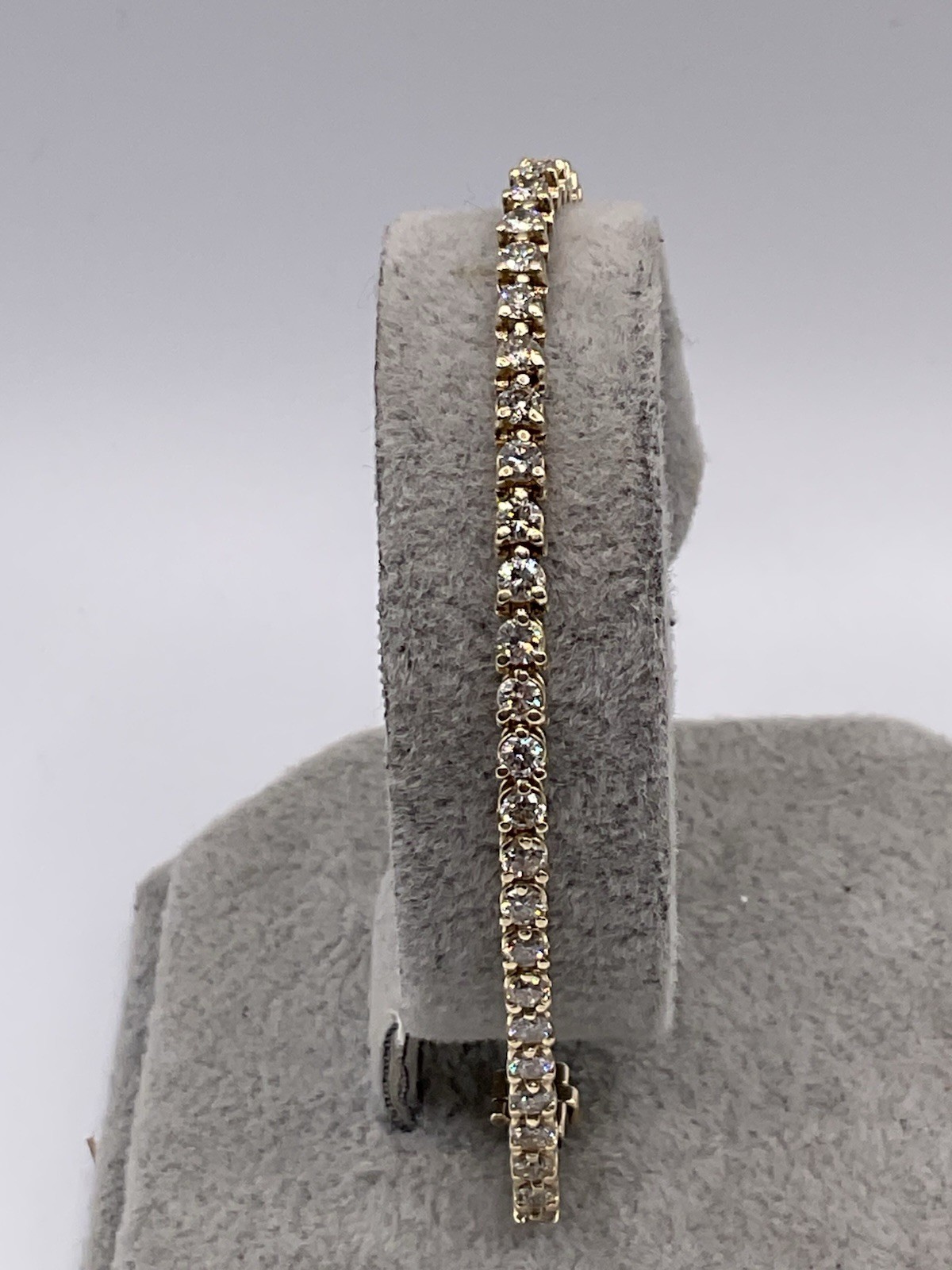 Certified Tennis Bracelet 5Ct Round Cut HI/SI-I2 Natural Diamond 14K Yellow Gold