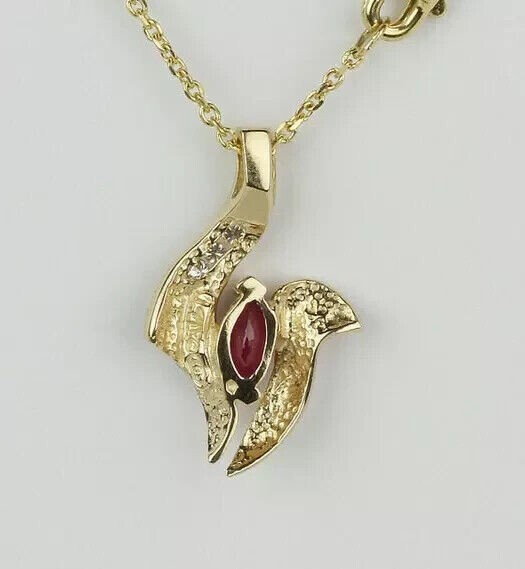 Marquise Simulated Garnet Women’s Stunning Fancy Pendant 14K Yellow Gold Plated