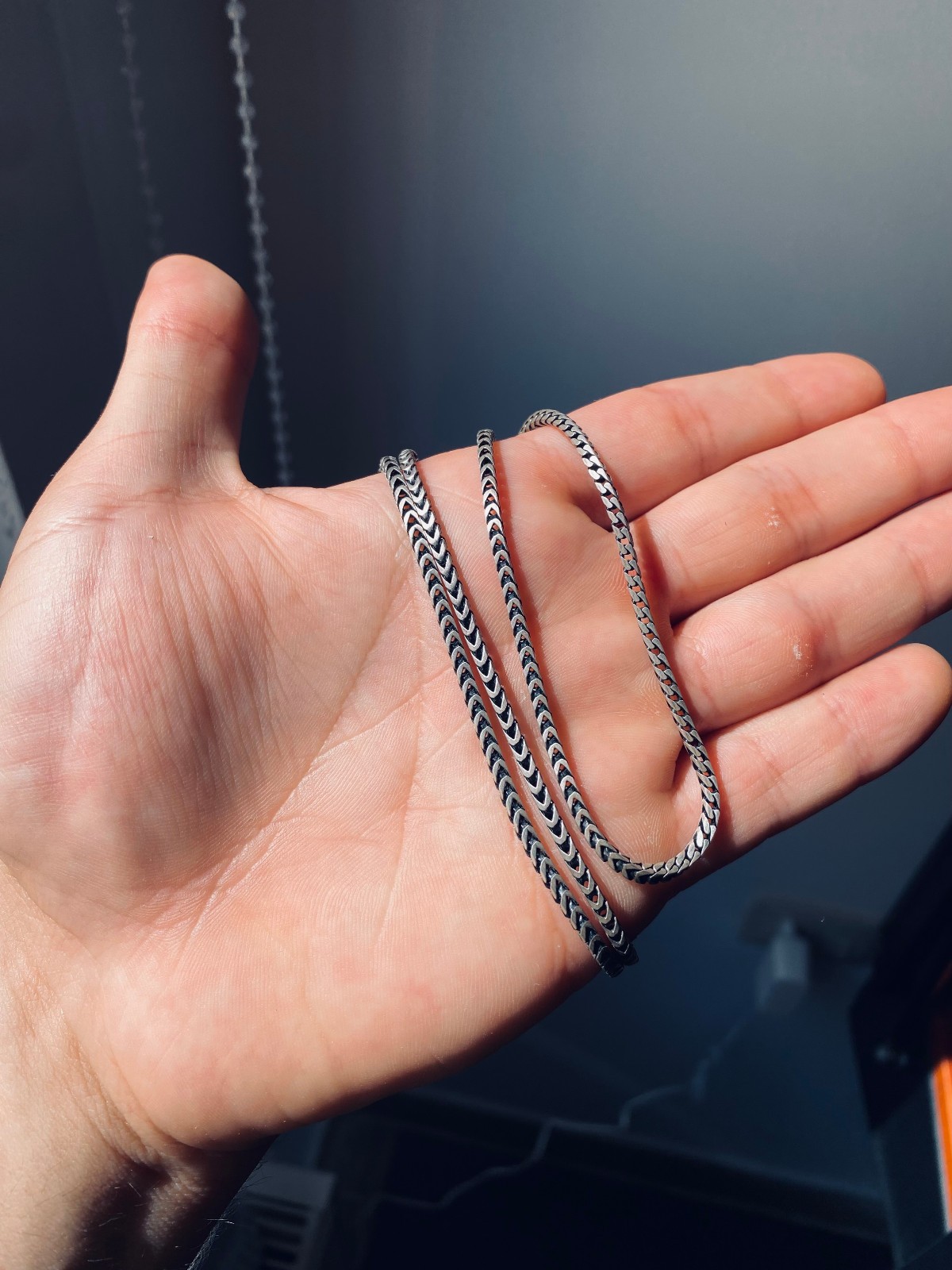 Solid 925 Silver Amberta Franco Chain Necklace Made in Italy 19g – 25.5″