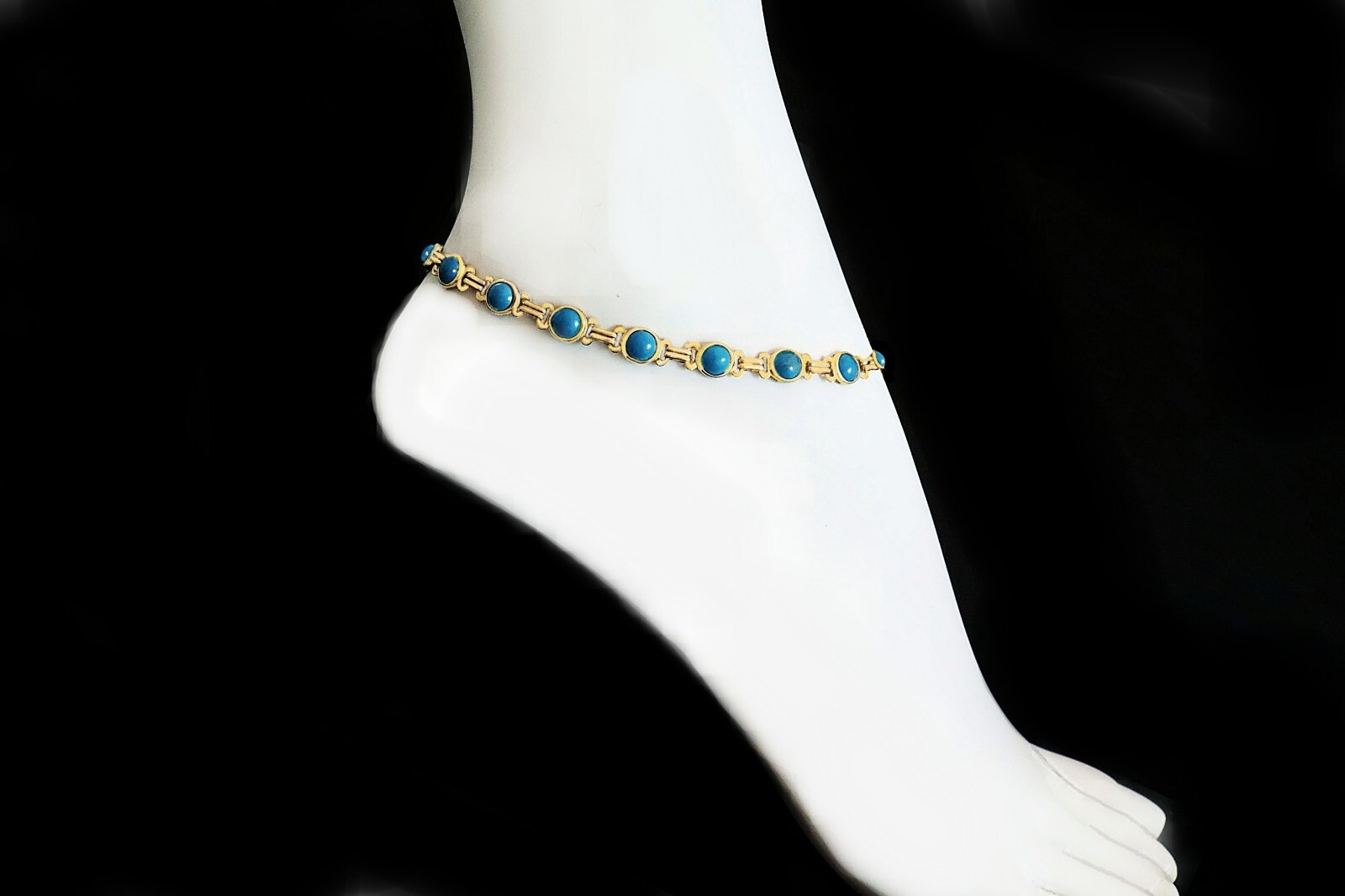 Handmade Turquoise Chain Anklets | 14K Gold Filled Healing Gemstone Bracelets