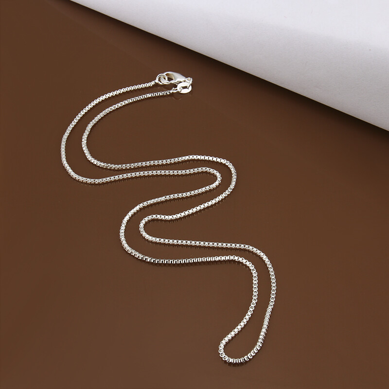 Mens Womens 925 Sterling Silver 2mm Wide Square Box Link Chain Necklace #N248