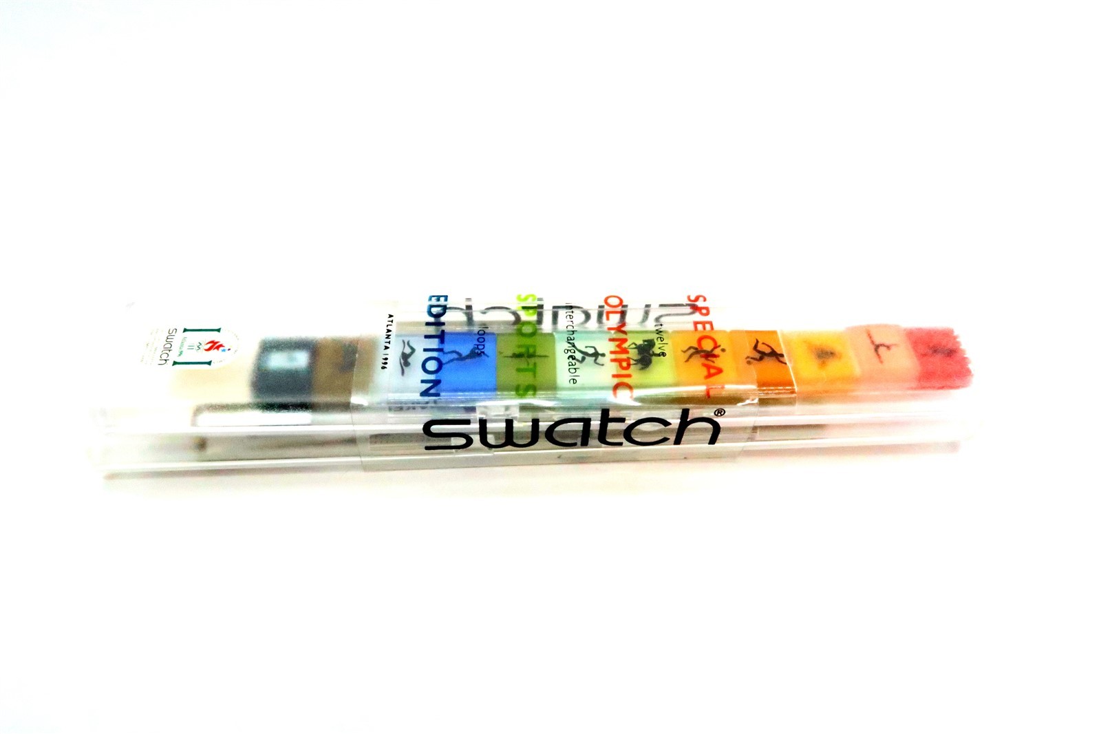 NEW Swatch Watch TRANSPARENT GK209SL Special Olympic Sports Edition Set w/ Loops