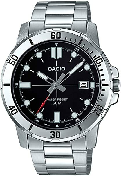 Casio MTP-VD01D-1EV Men’s Enticer Stainless Steel Black Dial Casual Sport Watch