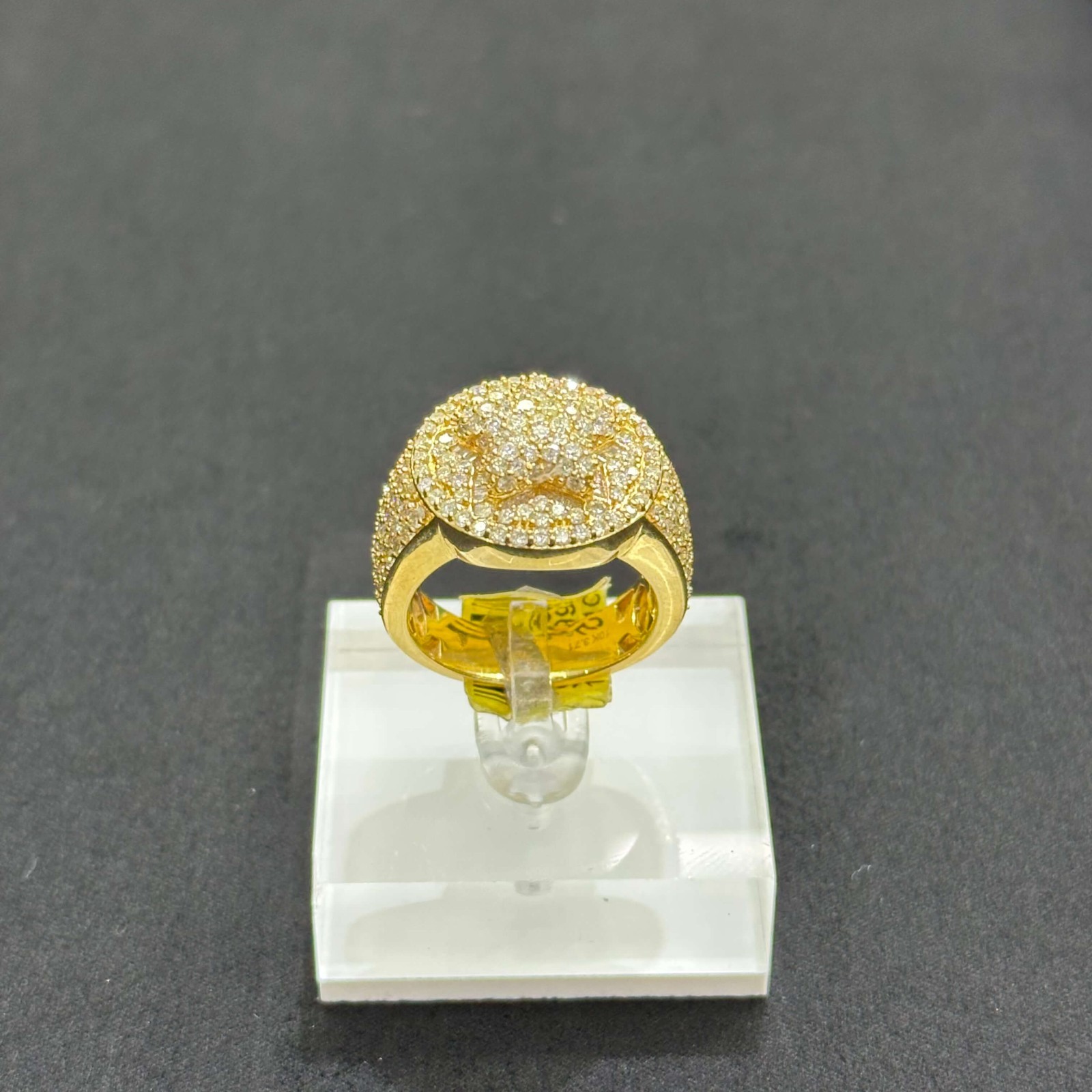 Star Shape Ring with Natural Diamond 3.71 ctw and 10k Yellow Gold
