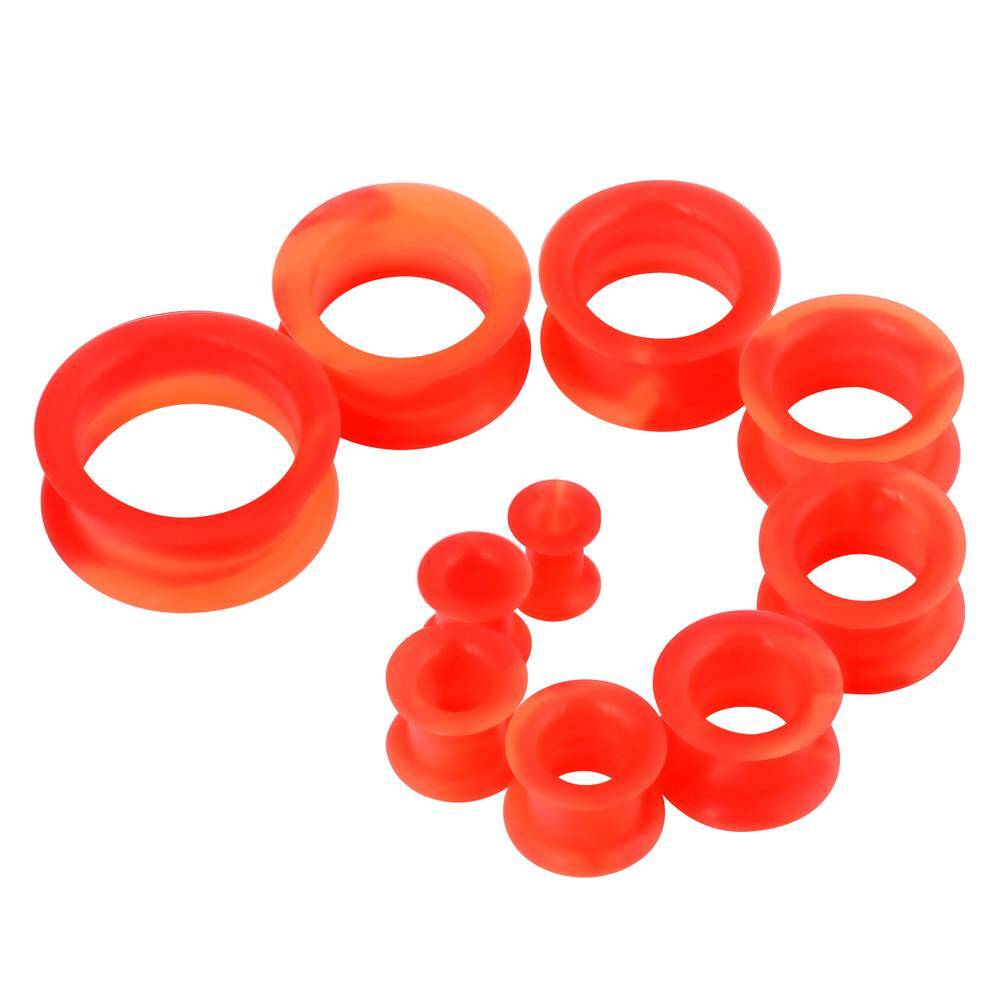 2Pcs Thick Silicone Ear Skins Flesh Tunnels Double Flared Hollow Ear Gauge Plugs