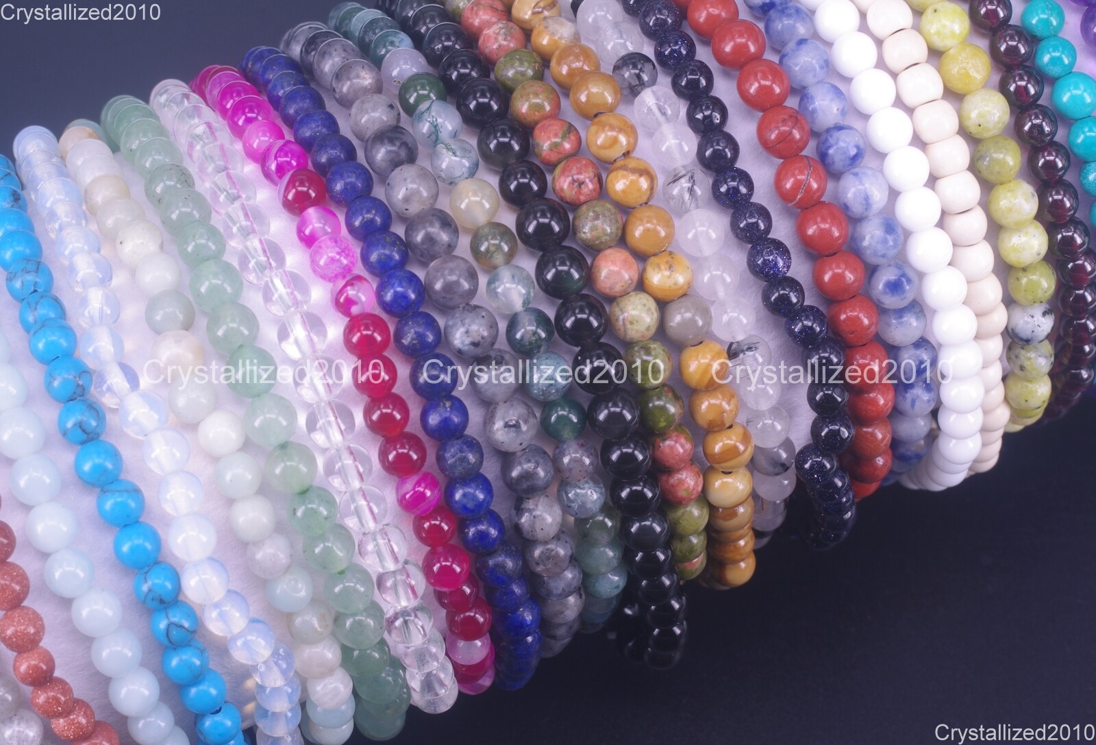 Handmade 4mm Mixed Natural Gemstone Round Beads Stretchy Bracelet Child Size 6″