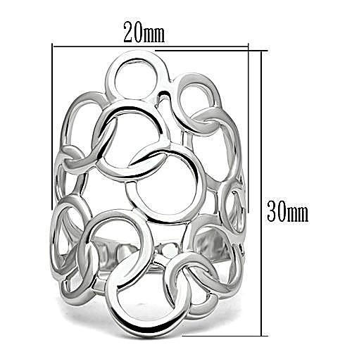 Women’s Cocktail Ring, Rhodium Plated, Brass, Open Circle, Wide Band