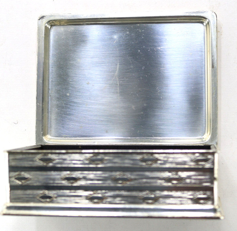 Vintage Made In Occupied Japan Wood Lined Metal Trinket Box With Maker’s Mark