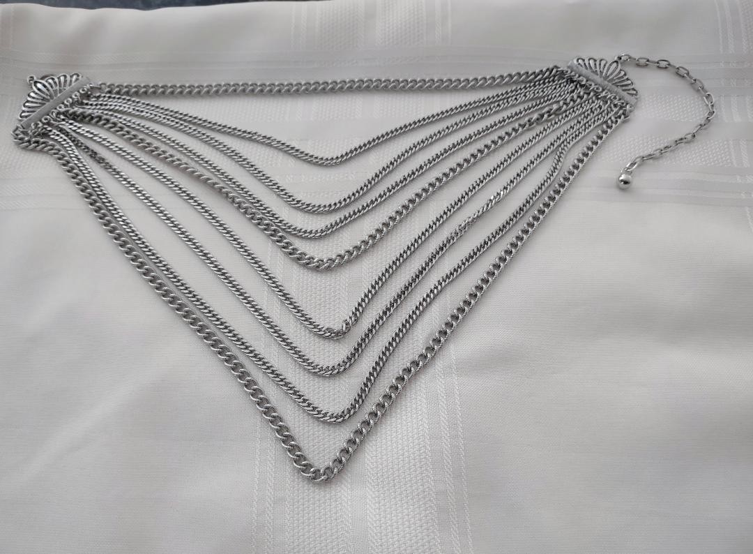 Vintage ROGET Silver-tone Multi Strand Necklace