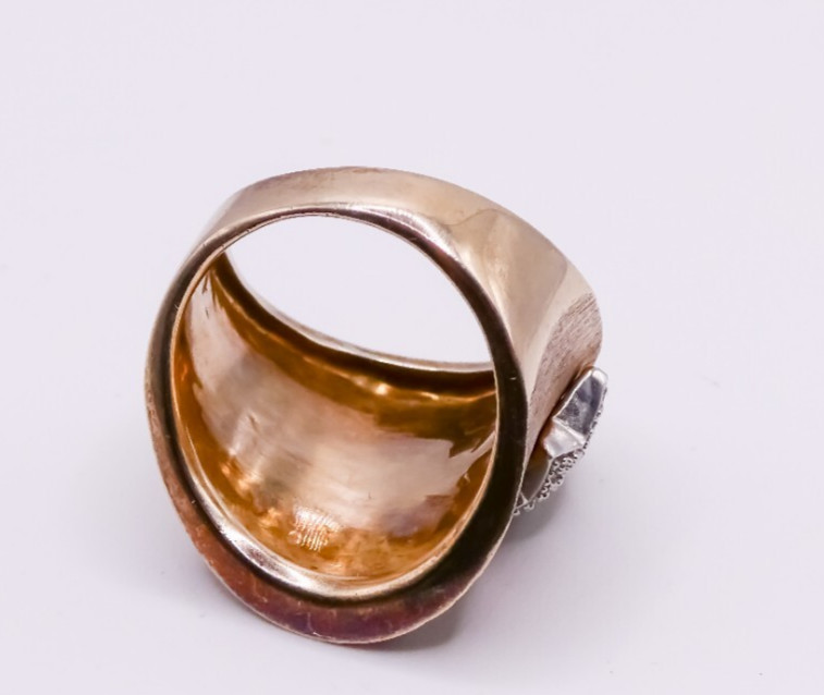 Sterling Silver Jane Seymour Diamond Star Gold Vermeil Sz 6.5 Wide Ring