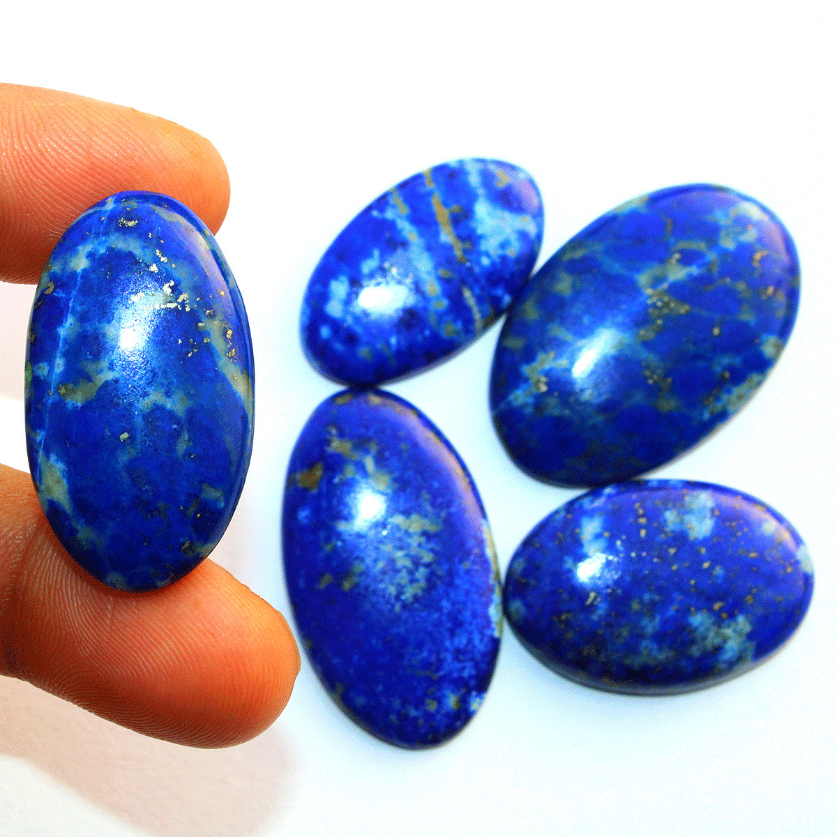 5 PC Natural Lapis Lazuli High Quality Untreated 30-37mm Oval Cabochon Gemstones