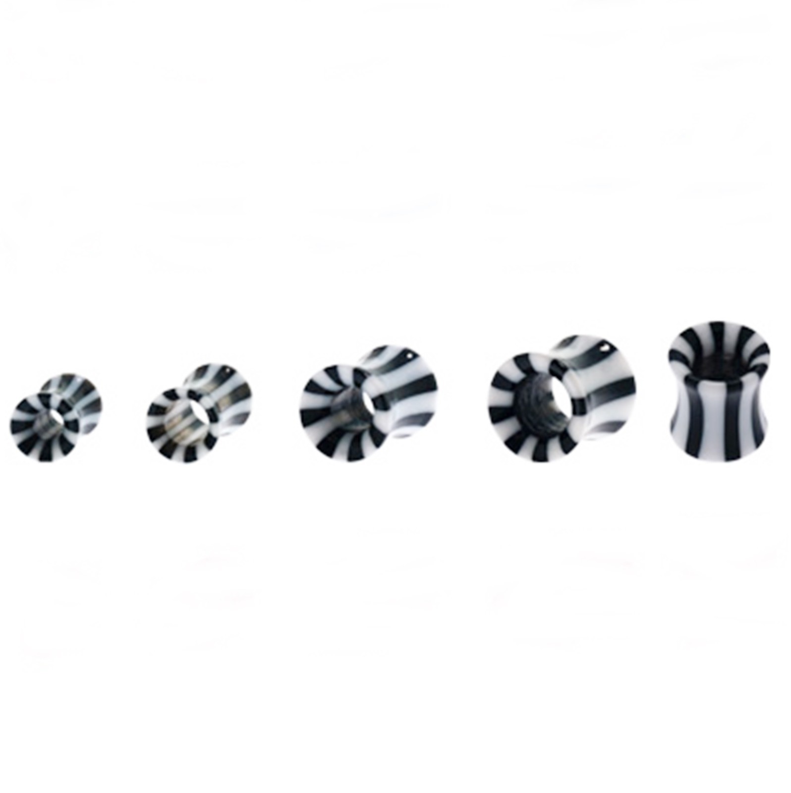 PAIR-Black White Acrylic Double Flare Ear Tunnels 04mm/6 Gauge