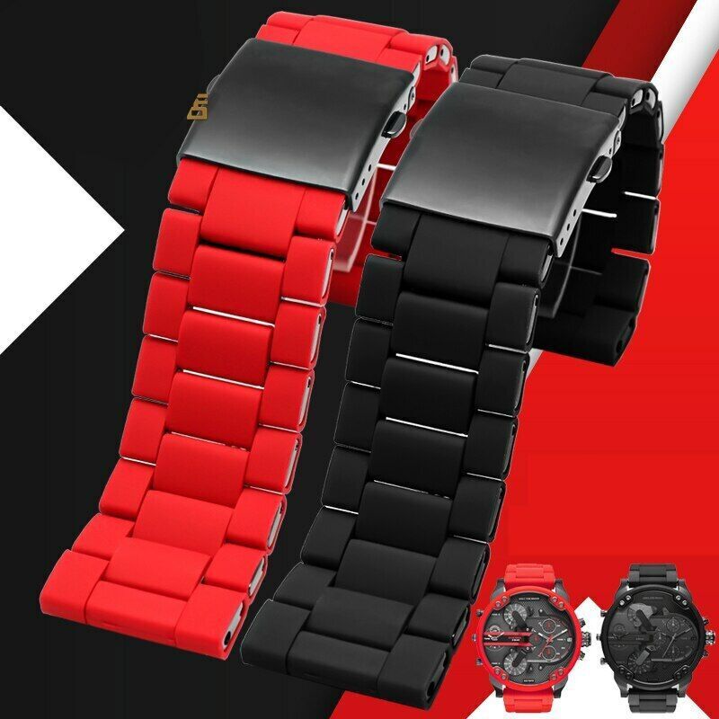 24/26/28mm For Diesel DZ7396 DZ7370 DZ4289 Steel Rubber Watch Band Strap