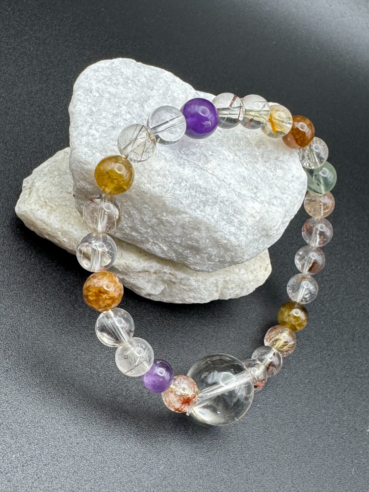 MultiGemstone Quartz Crystal Vibrant Energy and Harmony Handcrafted