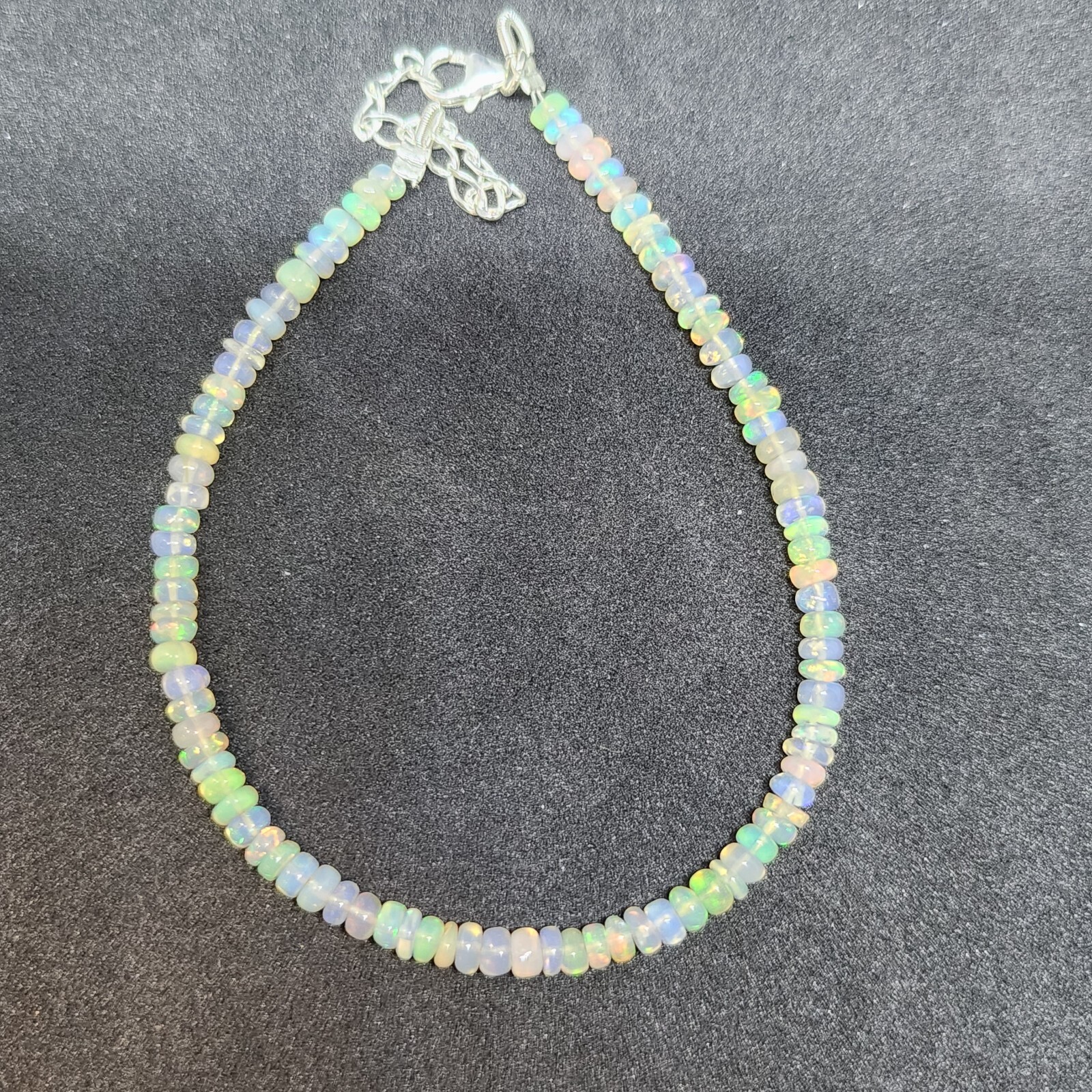 Combo AAA+ Welo 48 CTW Opal Rondell beaded necklace & Bracelet, Sterling silver