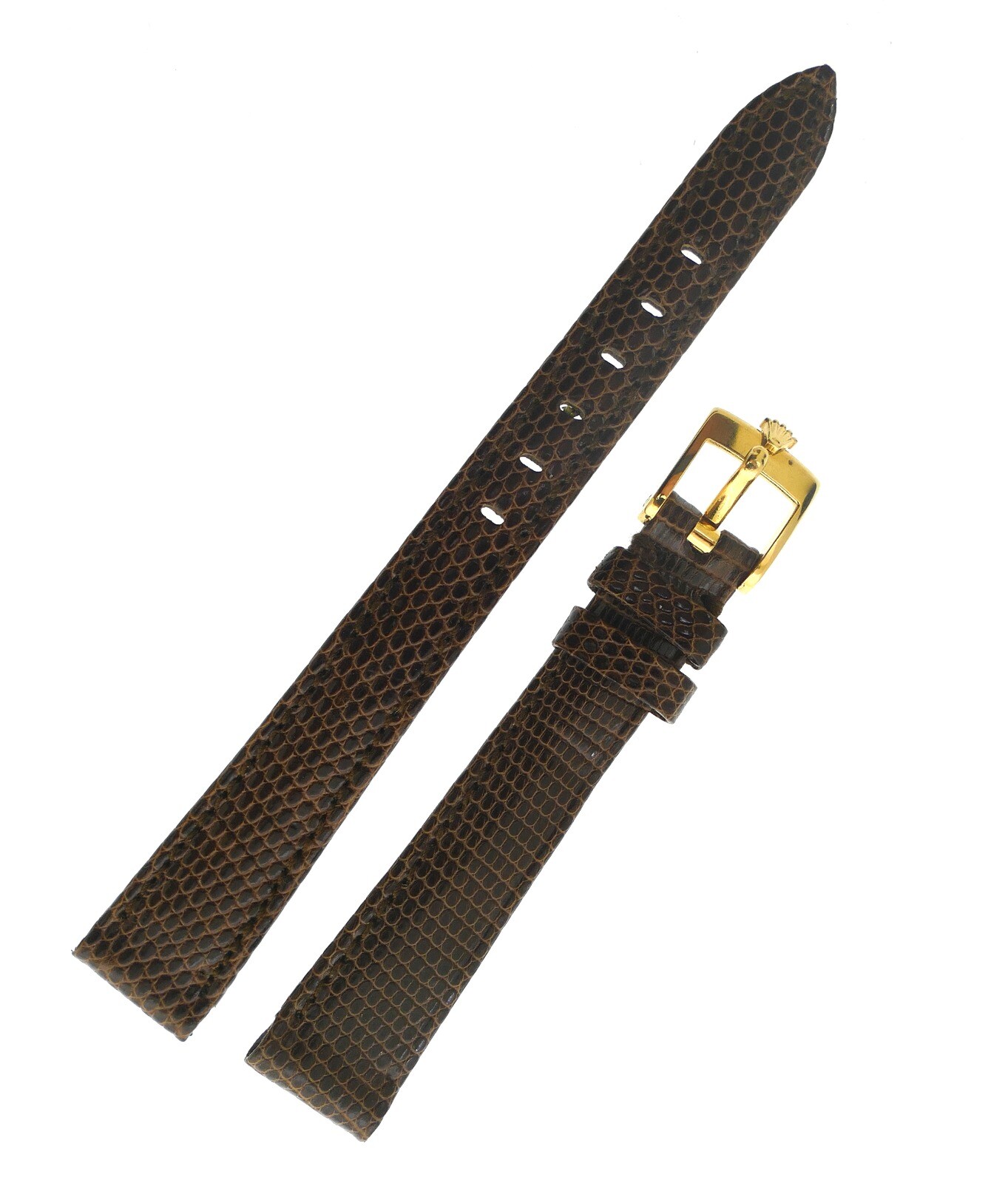 LADIES ROLEX 13mm BROWN GENUINE LIZARD LEATHER WATCH STRAP NOS ORIGINAL BUCKLE