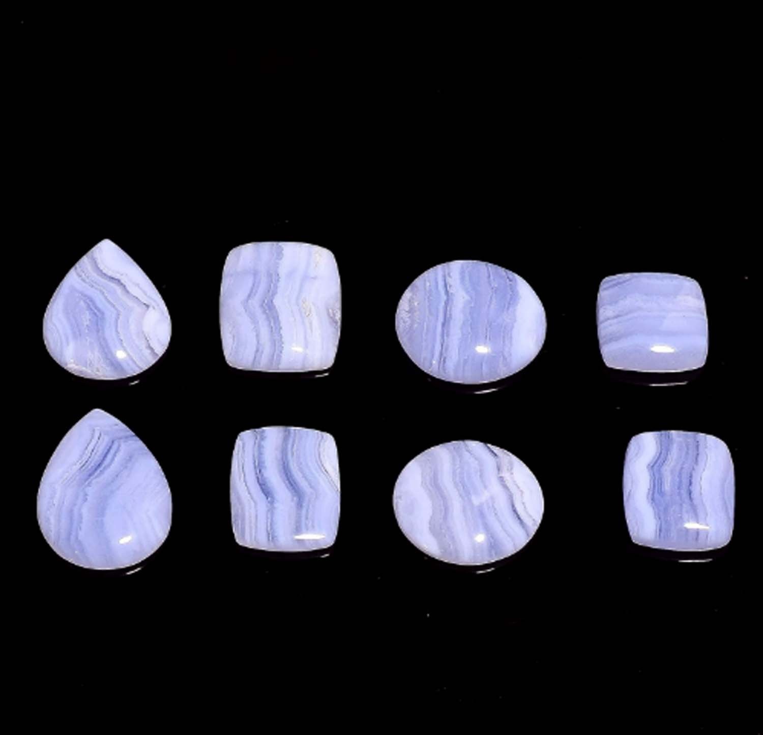 80 Natural Blue Lace Agate Spiritual Mix Shape Cabochon Loose Gemstone 3 Pcs Lot