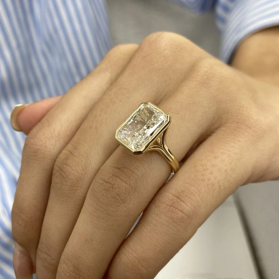 Radiant Cut Diamond Ring IGI Certified Lab Grown 14k Yellow Gold 6 Ct VVS E F