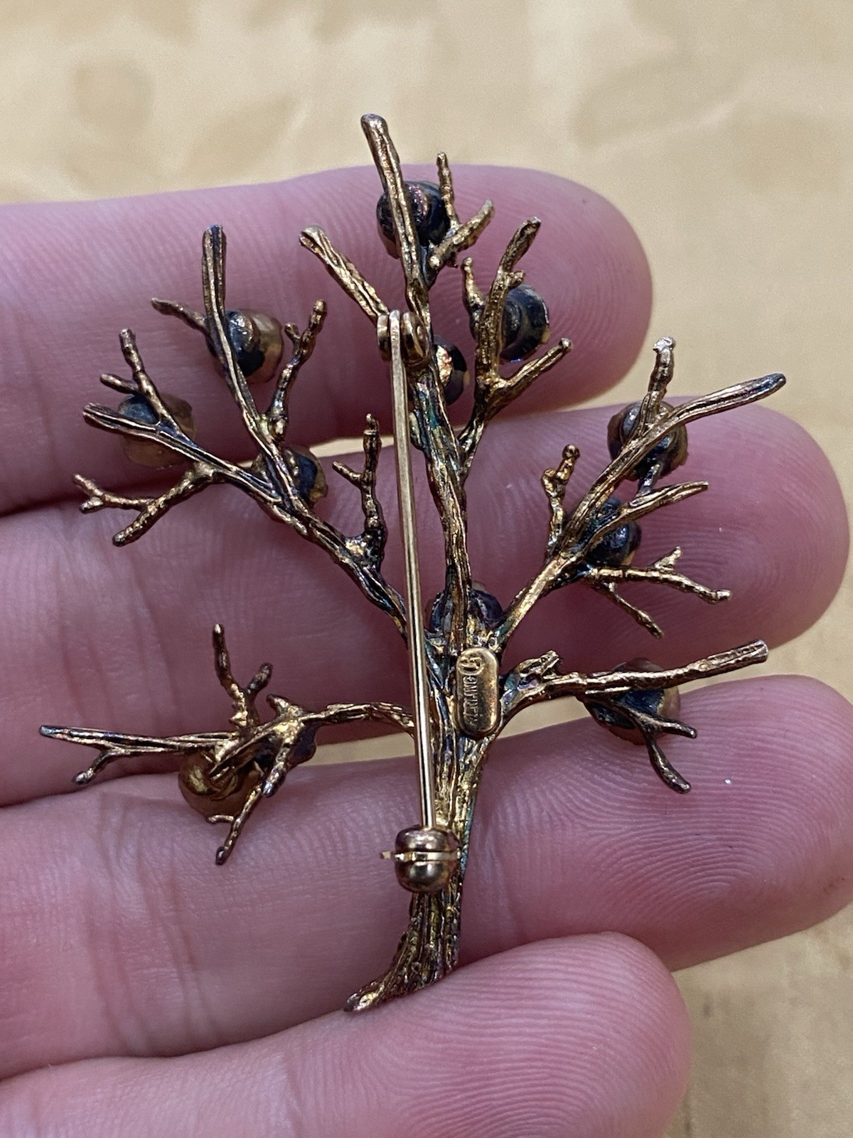 Vintage Gold Over Sterling Silver 925 Tested Estate Acquired Tree Brooch Pin