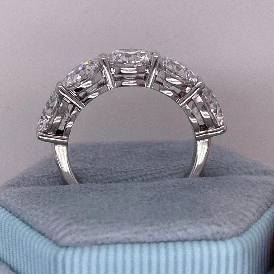 5.00Ct Round Cut Natural Diamond Half Eternity Wedding Band 950 Platinum Size 7