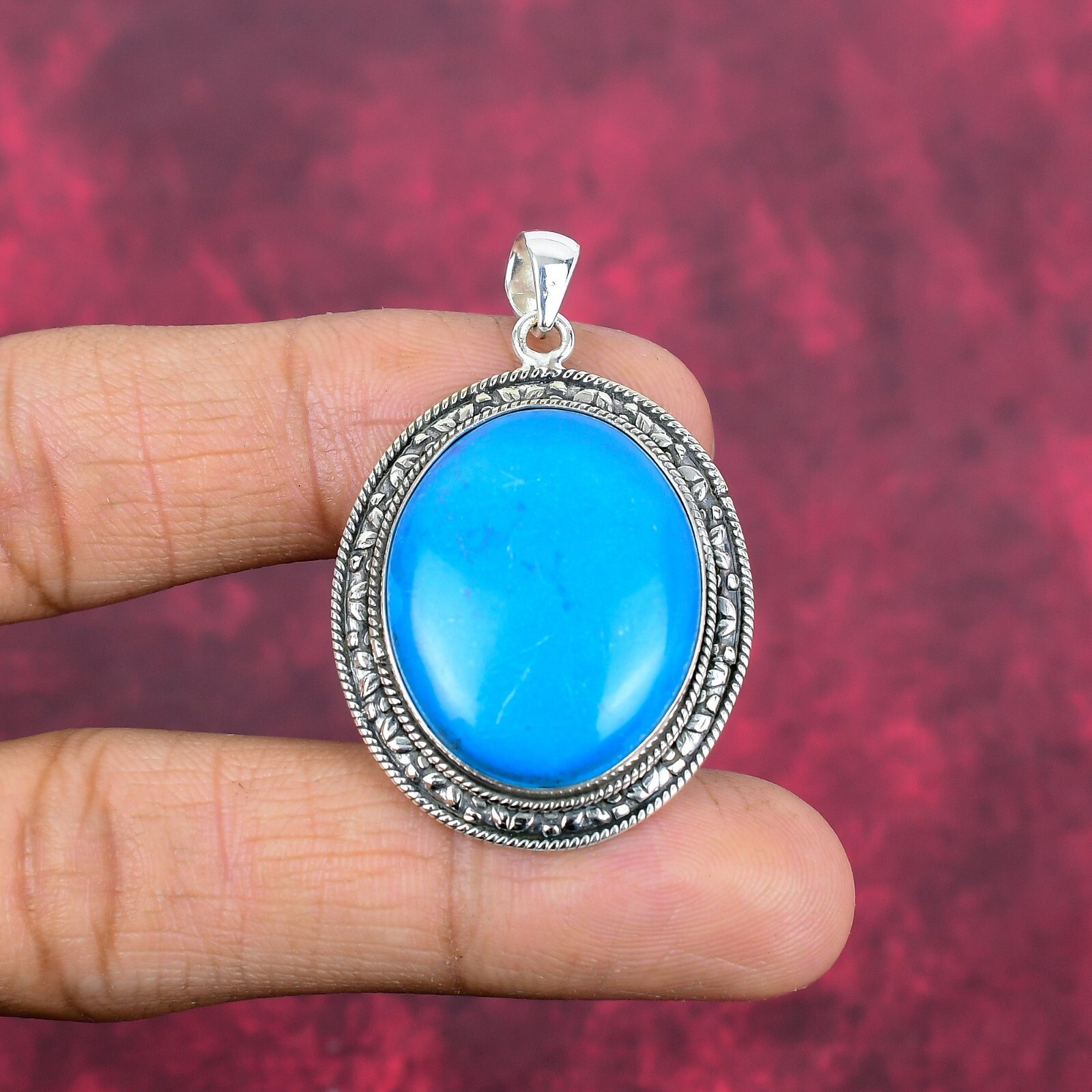 Sleeping Beauty Turquoise Gemstone Handmade 925 Silver Everyday Pendant Jewelry