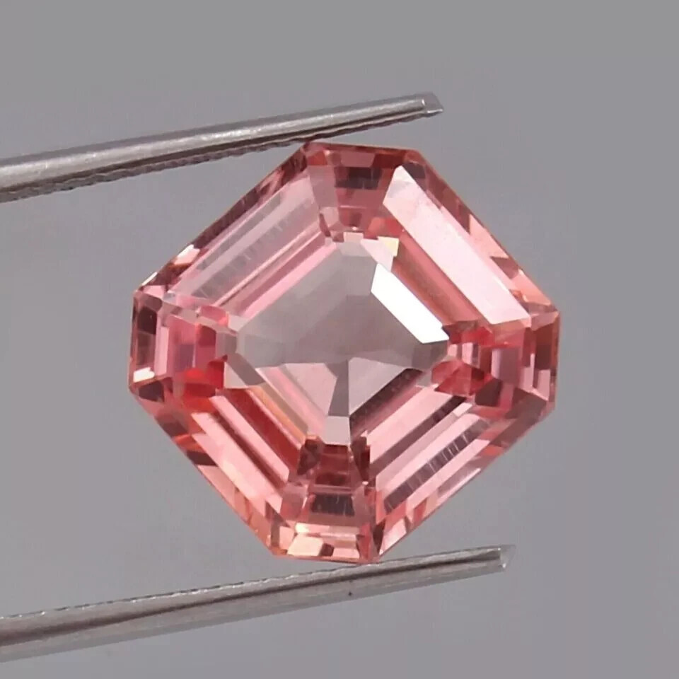 Padparadscha Sapphire Unheated Natural Ceylon 10-12Ct Asscher Cut Loose Gemstone