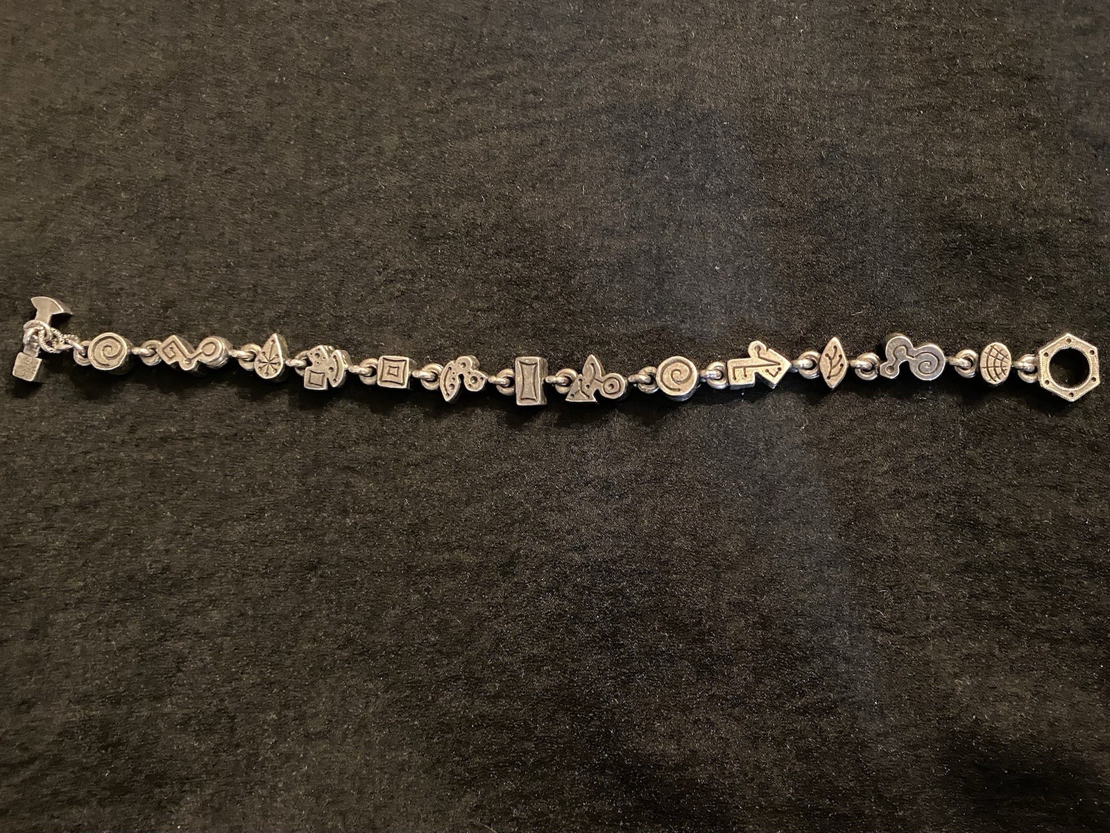 Patricia Locke Signed Crystal Link Bracelet Multi Color Swarovski Silver Tone